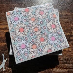 Handmade Pastel Daisy Coasters – Set of 4